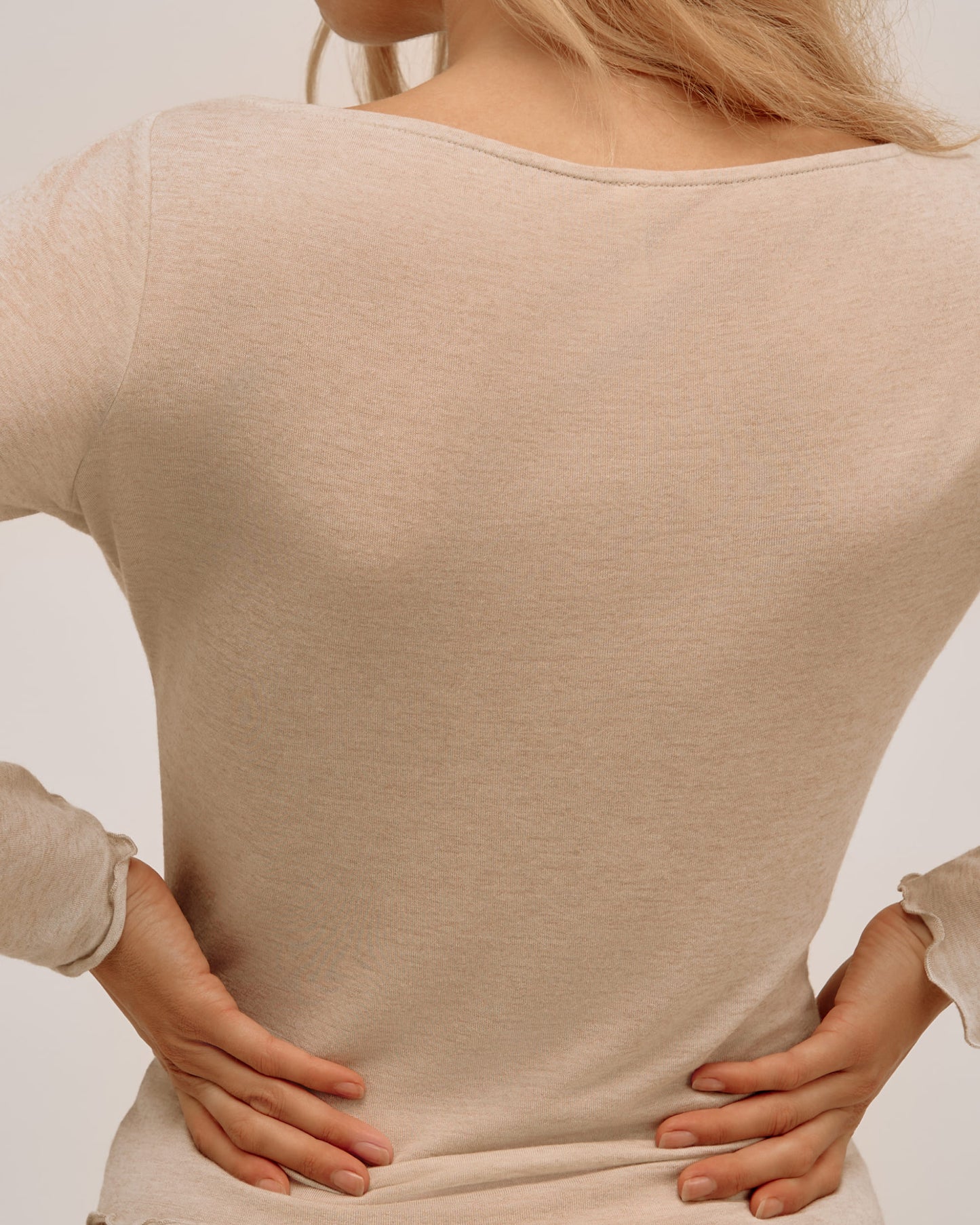 Top Encolure Évasée Cachemire & Modal - Beige