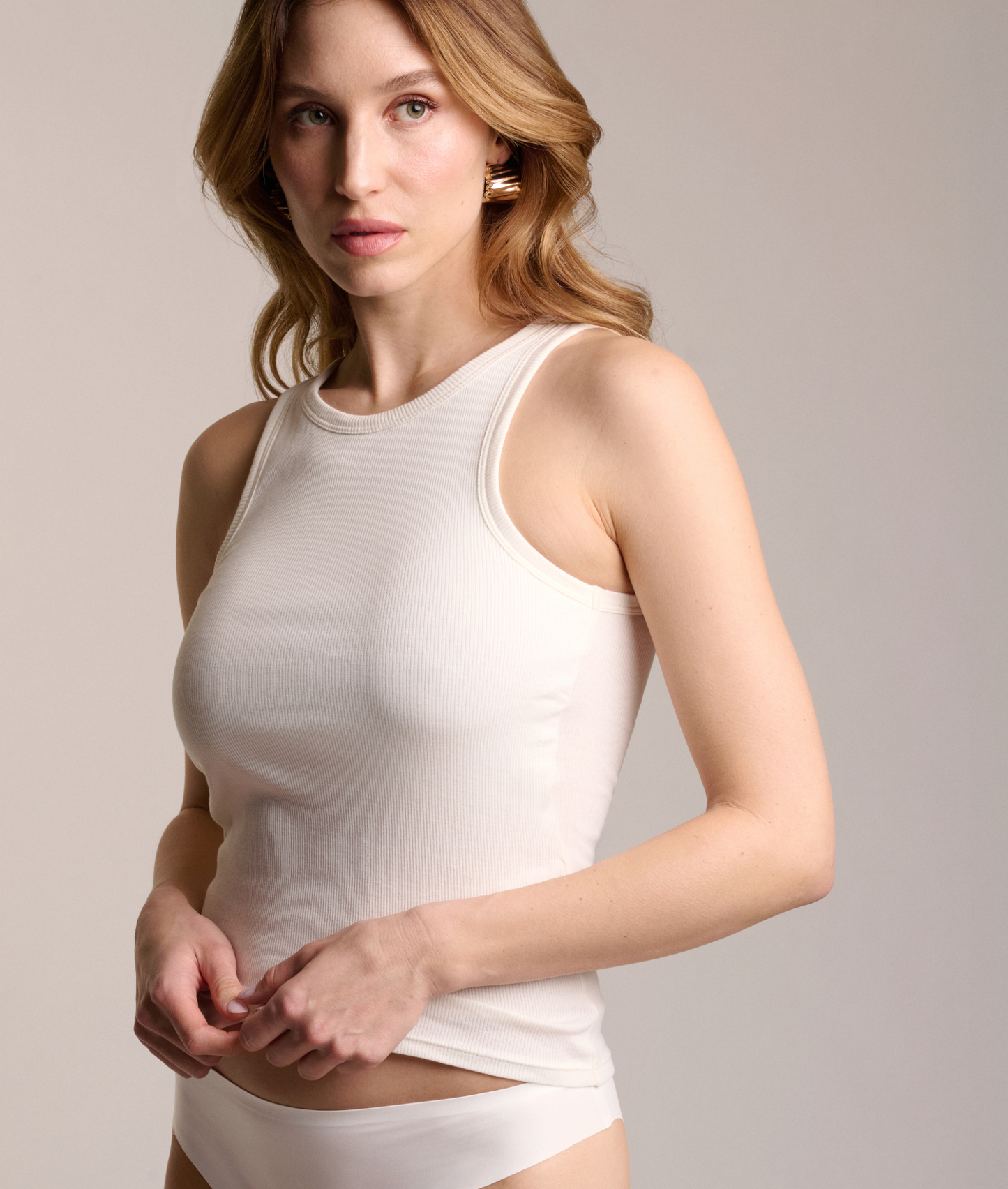 Ribbed Cotton Halter Top