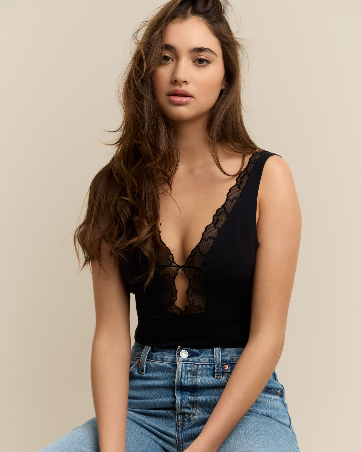 Plunging Neckline Bodysuit Lingerie Edition