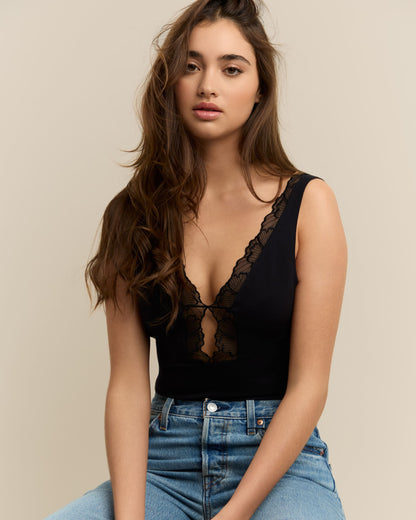 Plunging Neckline Bodysuit Lingerie Edition