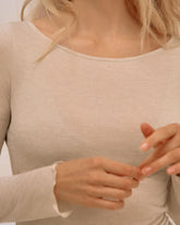Top Encolure Évasée Cachemire & Modal - Beige