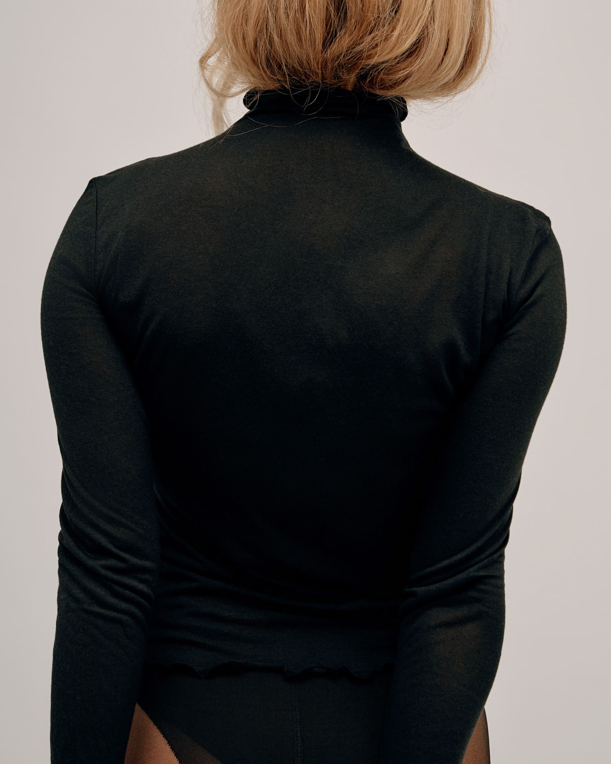 High Neck Cashmere & Modal Top - Dark