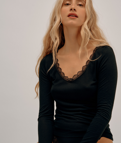 Top Décolleté Dentelle Modal & Cachemire