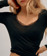 Top Décolleté Dentelle Modal & Cachemire