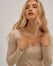 Lace Deep Neck Cashmere & Modal Top - Beige