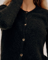 Round Neck Cardigan with Alpaca - Dark