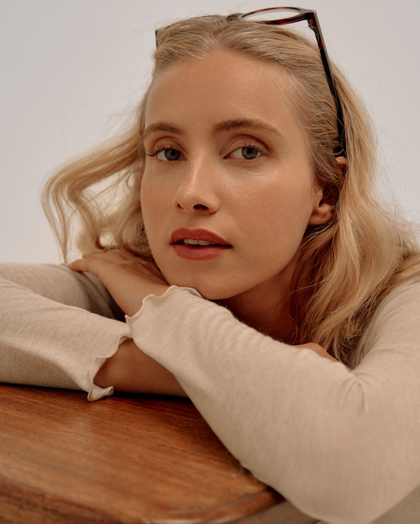 Modal & Cashmere Flared Neck Top