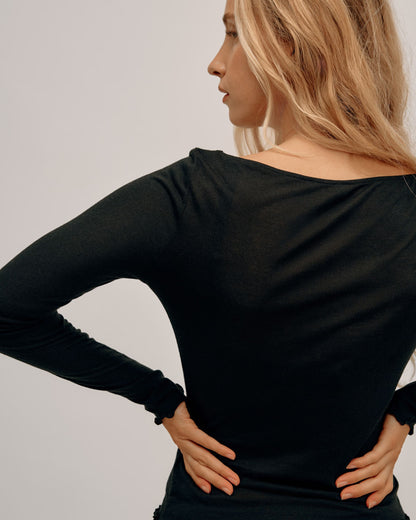 Modal & Cashmere Flared Neck Top