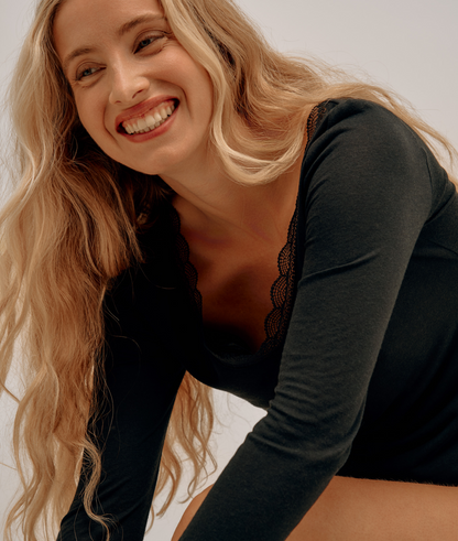 Top Décolleté Dentelle Modal & Cachemire