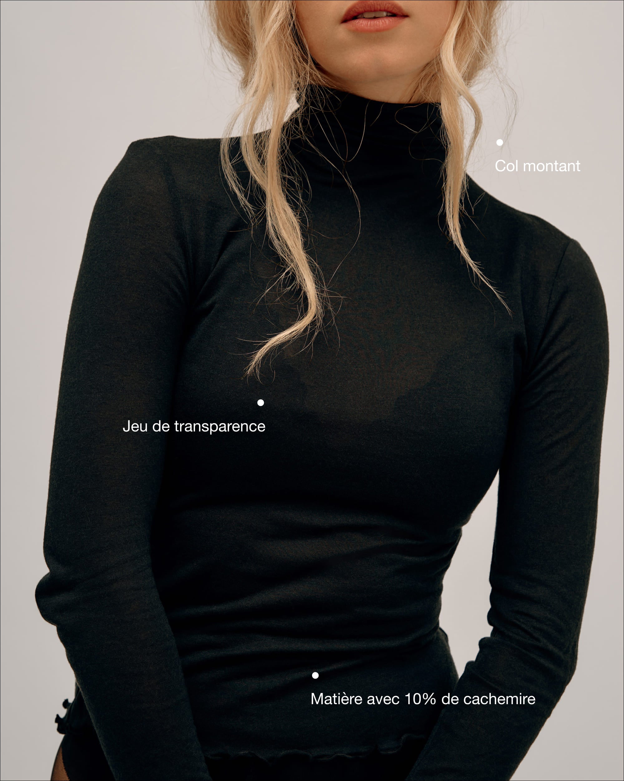 High Neck Cashmere & Modal Top - Dark