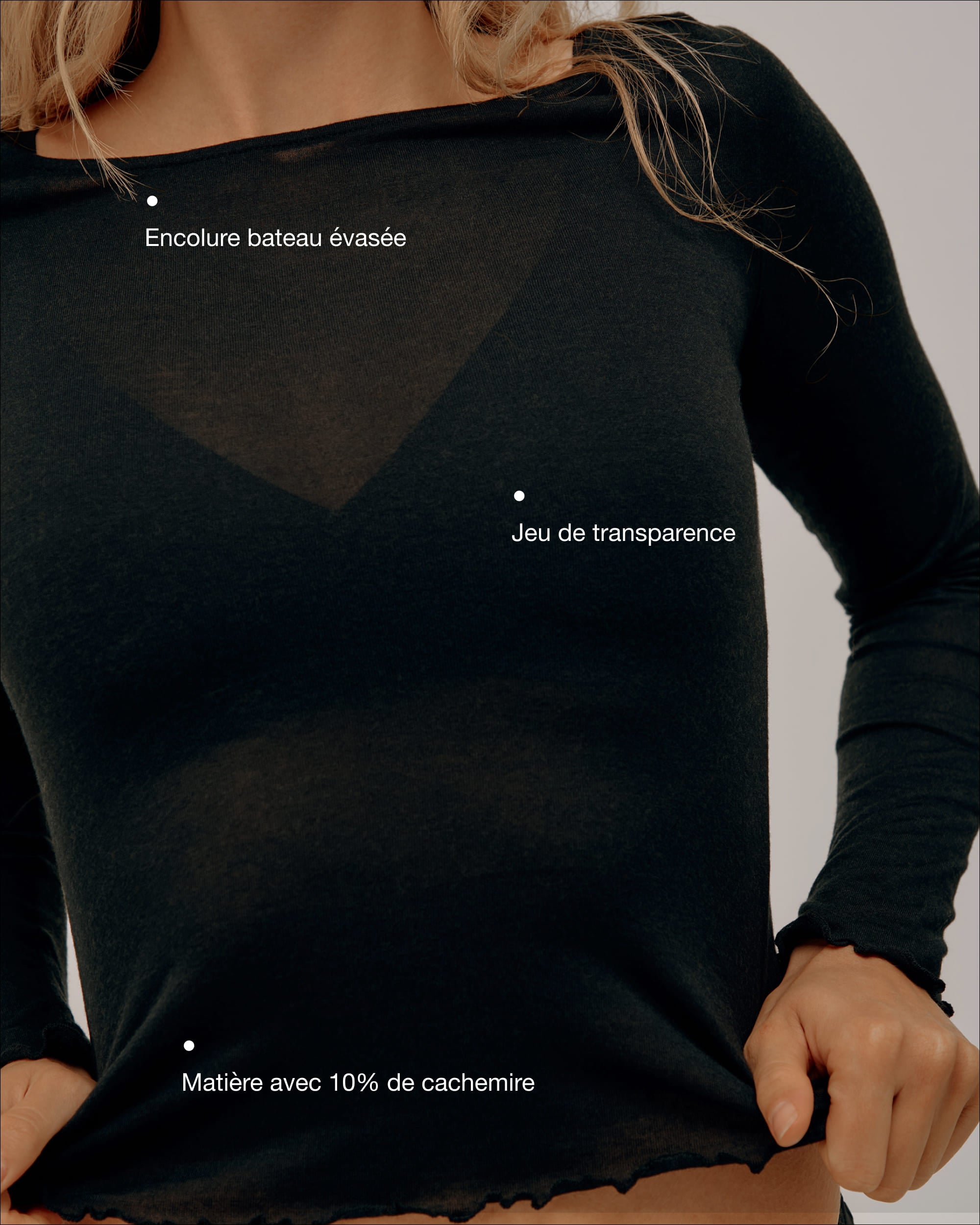 Modal & Cashmere Flared Neck Top