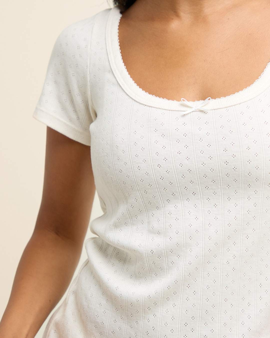 Pointelle Pajama Top - Ecru
