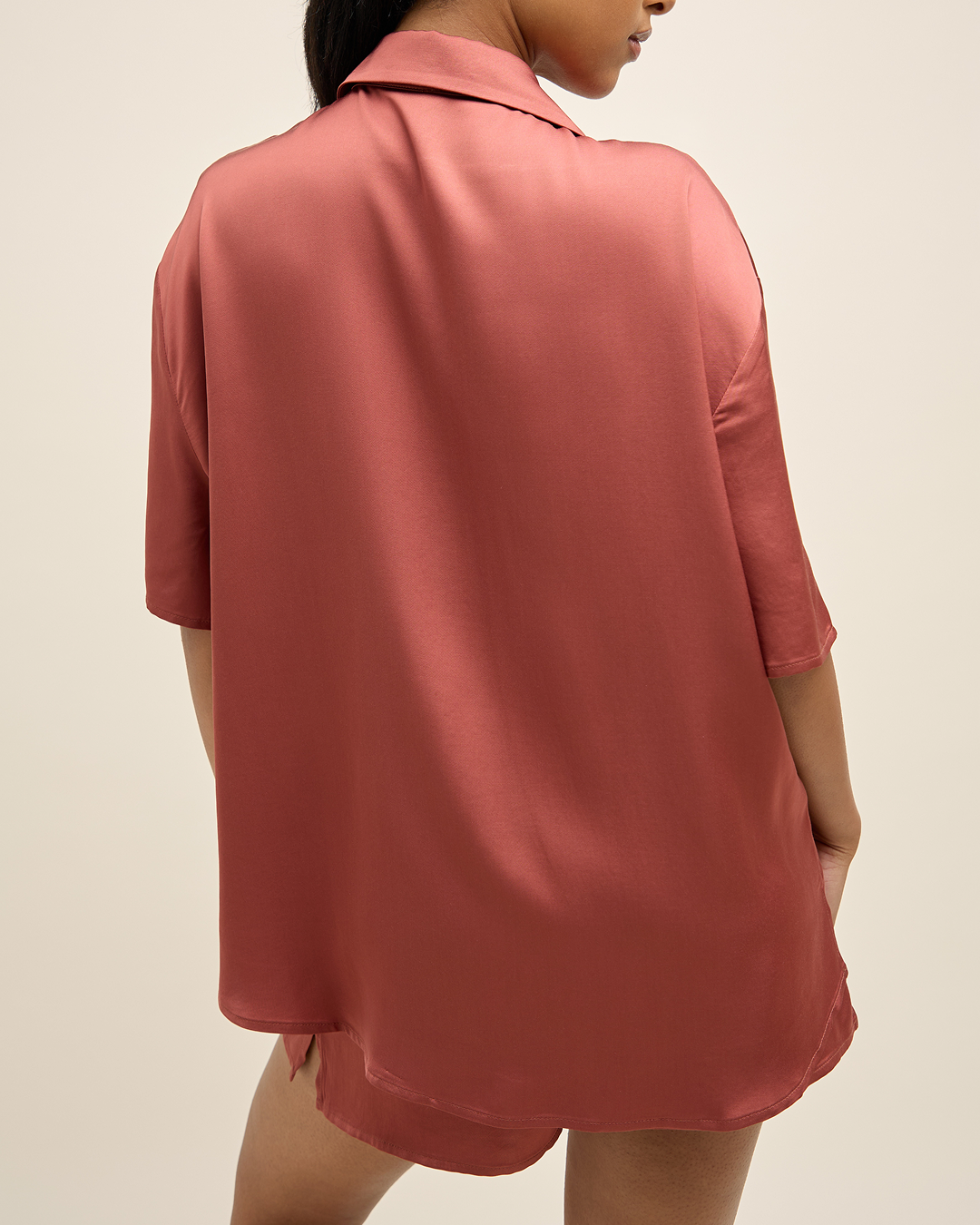 Chemise de Pyjama Oversized Satin - Terracotta