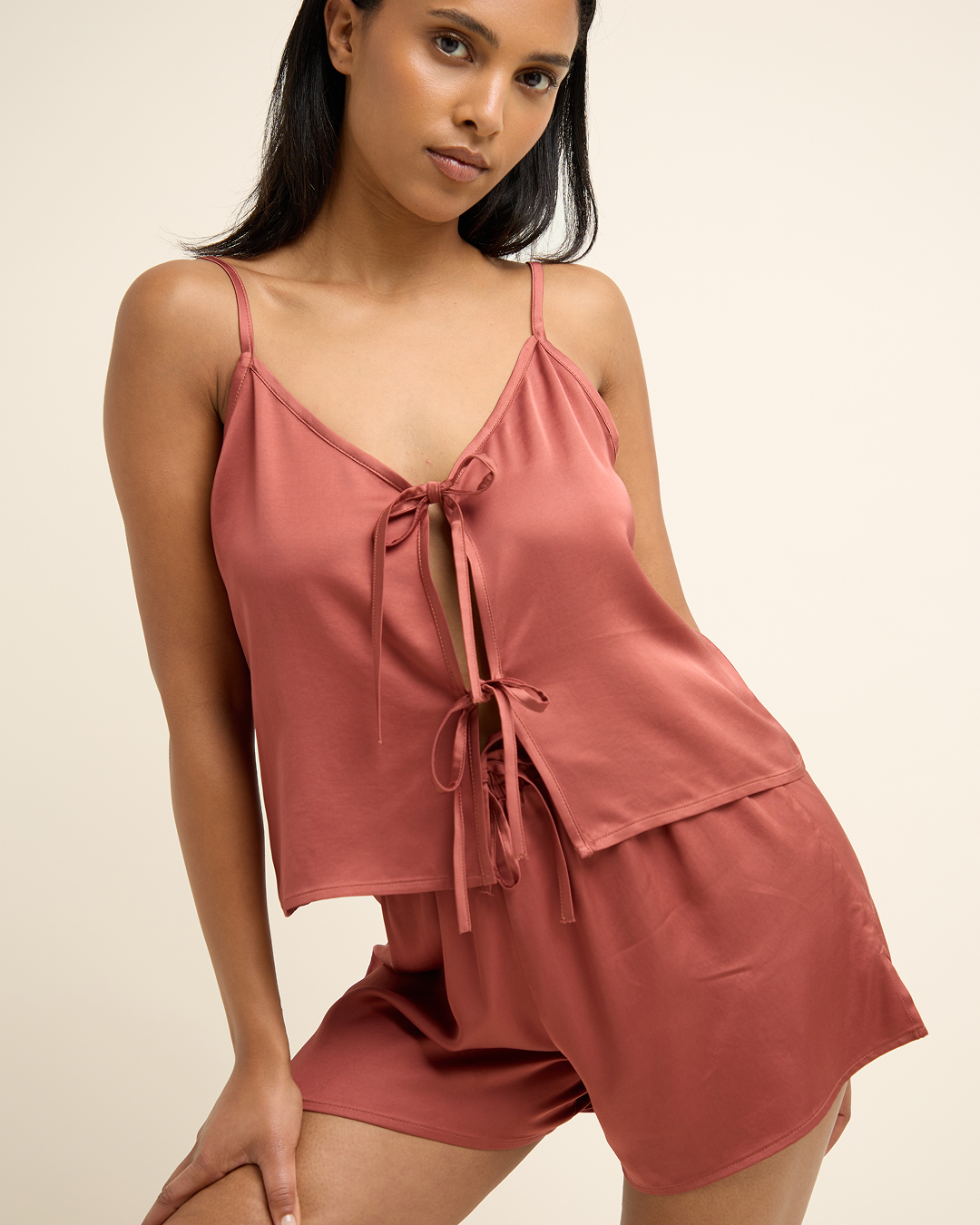 Short de Pyjama Satin - Terracotta
