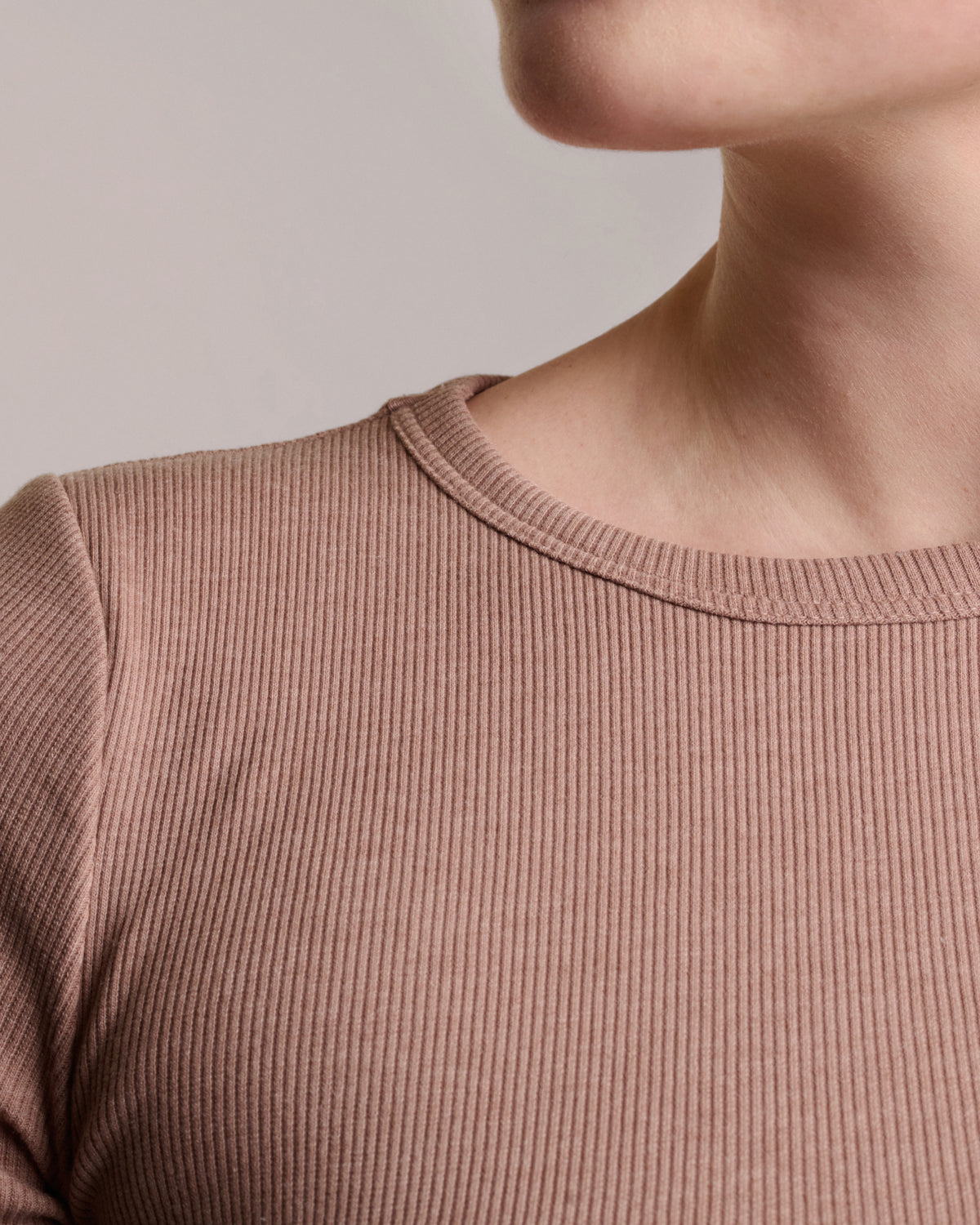 Tee-shirt Coton Côtelé - Light Taupe