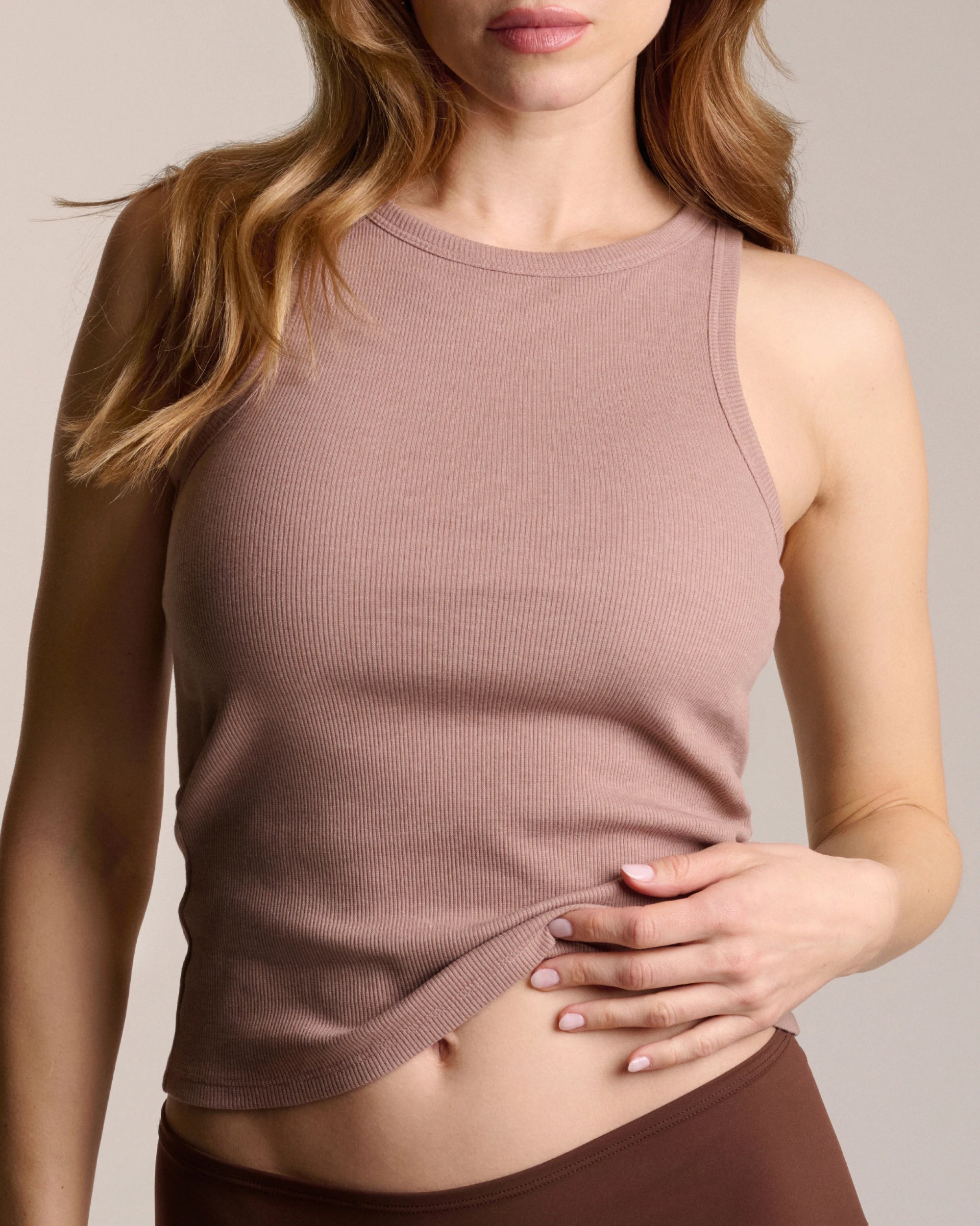 Ribbed Cotton Halter Top