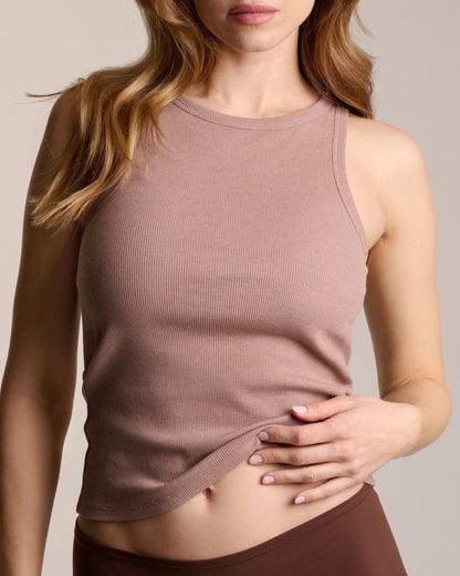 Ribbed Cotton Halter Top