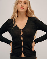 Cardigan Décolleté Plongeant Black Glitter