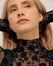 Flocked Tulle High-Neck Top