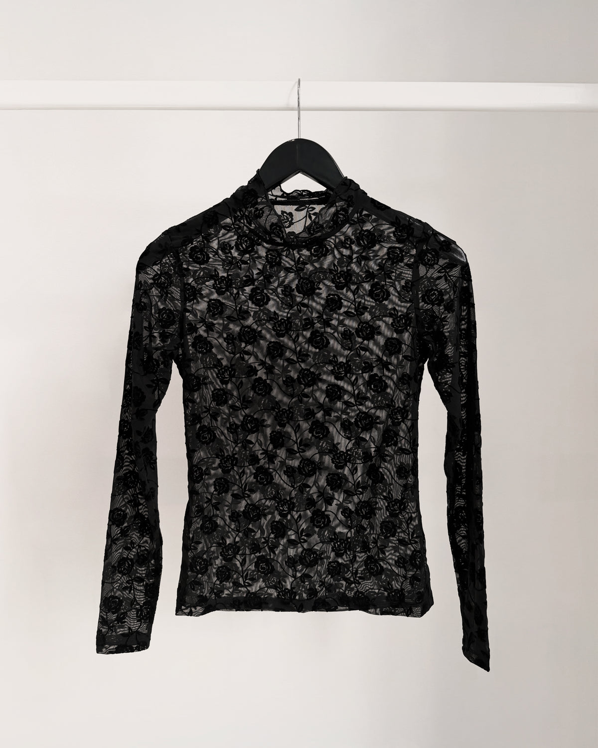 Flocked Tulle High-Neck Top
