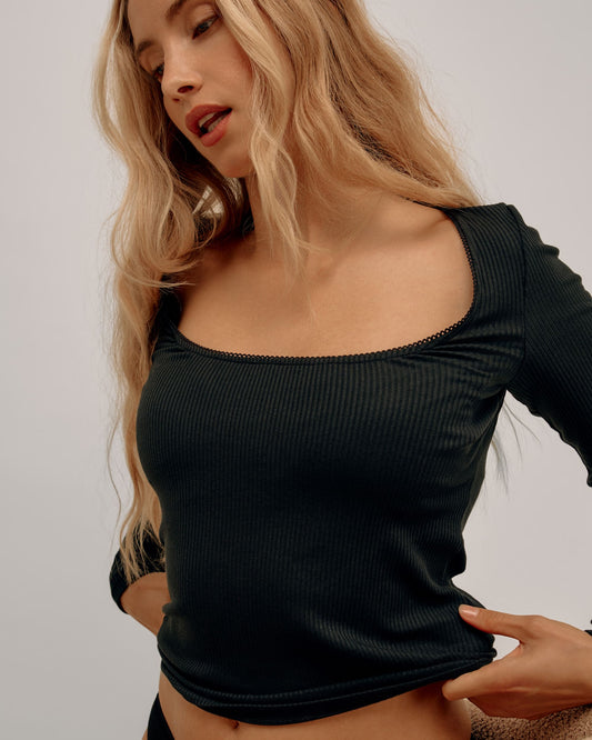 Croquet Cotton Square Neckline Top