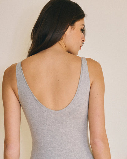 Cotton Neckline Bodysuit - Light Grey