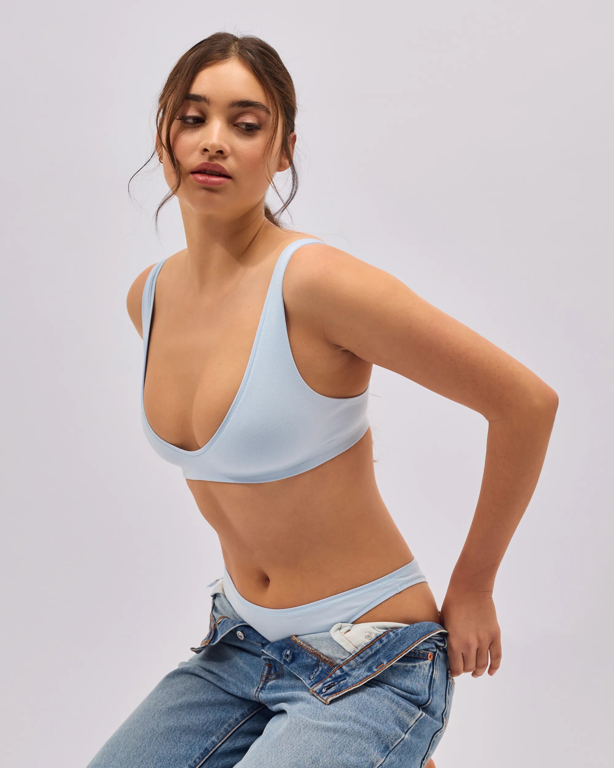 Hot Décolleté Bra Cotton - Baby Blue
