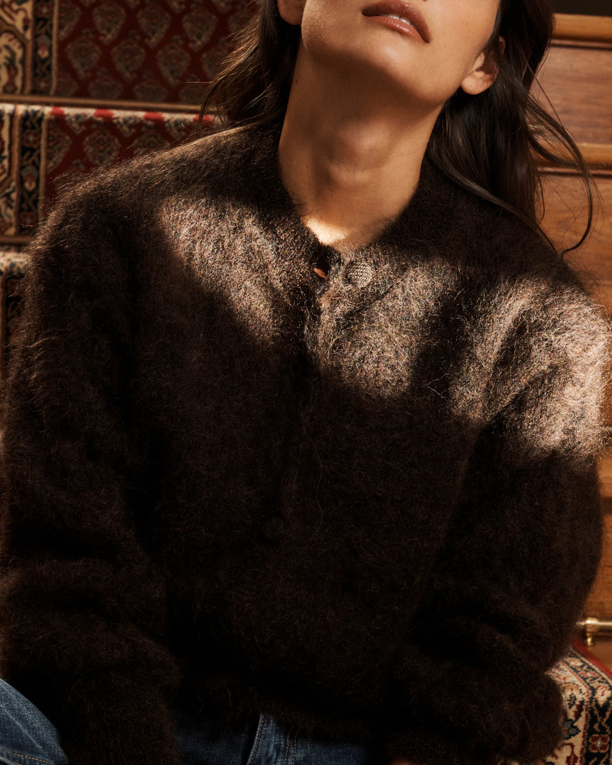 Cable-Sleeve Cardigan - Mocha