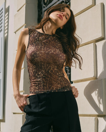 Tank top - Mesh Affair Leopard