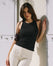 American Neck Ribbed Cotton Top - Dark