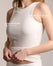 American Neck Ribbed Cotton Top - Off White