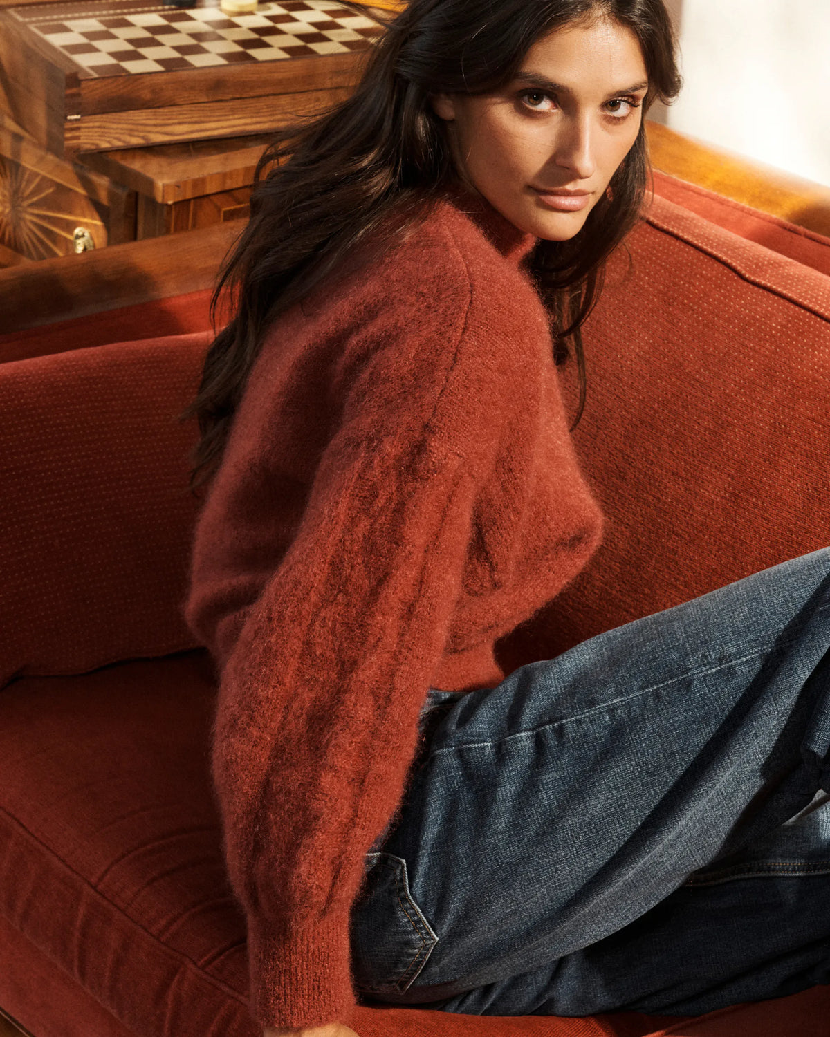 Cable-Knit Sweater - Terracotta