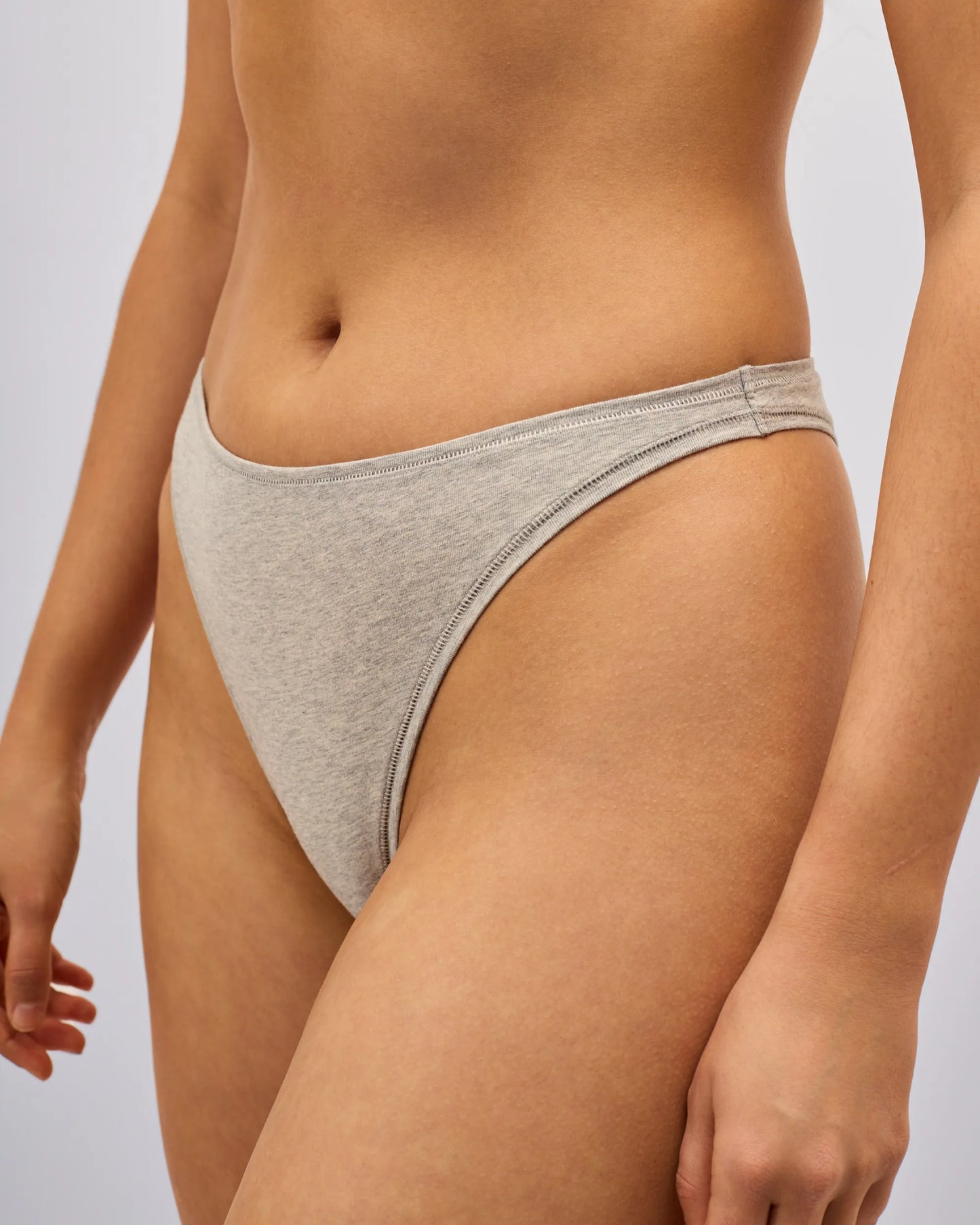 Cotton Thong - Light Gray