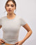 Cotton Round Neck No Bra T-Shirt - Light Grey