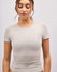 Cotton Round Neck No Bra T-Shirt - Light Grey