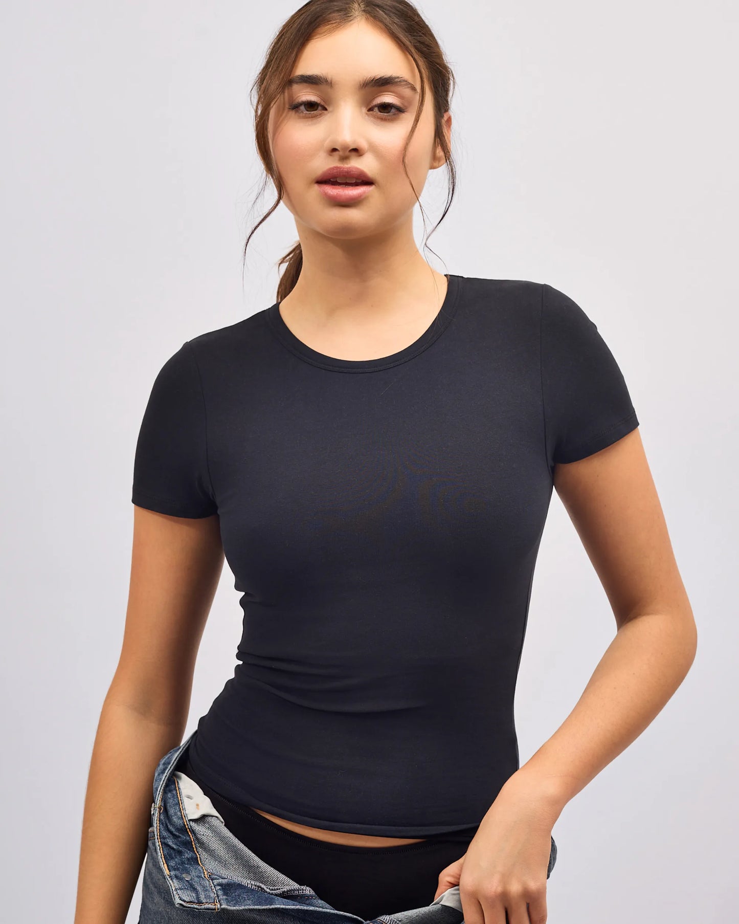 Tee-Shirt Col Rond Coton No Bra - Dark