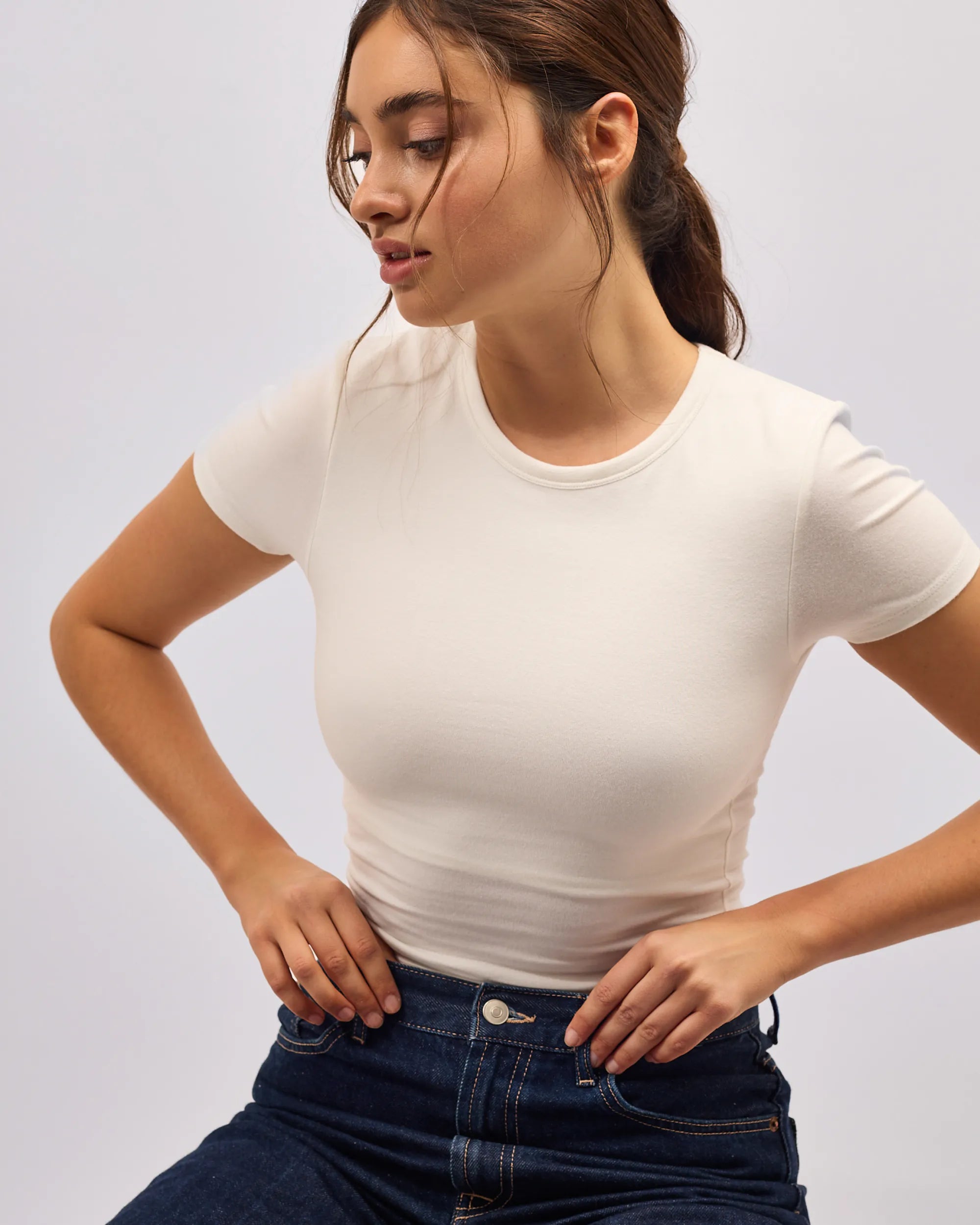 Tee-Shirt Col Rond Coton No Bra - Off White