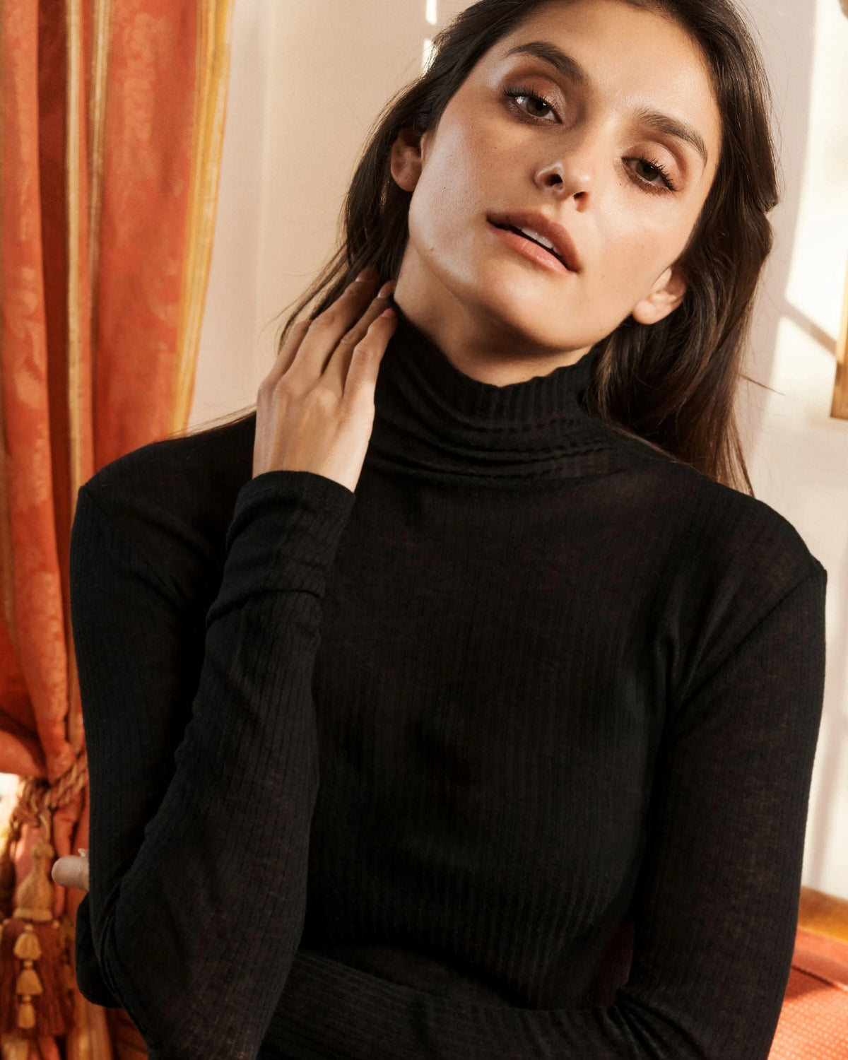 Long Sleeve Mock Neck Top - Dark