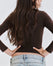 Top Col V Manches Longues Coton No Bra - Mocha