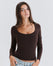 Top Décolleté Manches Longues Coton No Bra - Mocha