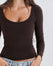Top Décolleté Manches Longues Coton No Bra - Mocha